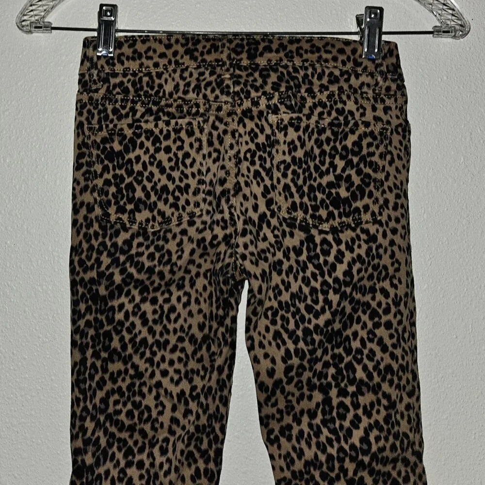 Old Navy Rockstar Jeggings Leopard Print Pants Girls Size 8 Skinny Leg Cheetah